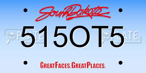 515OT5 South Dakota License Plate