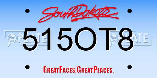 515OT8 South Dakota License Plate