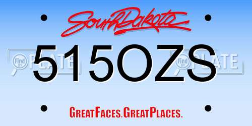 515OZS South Dakota License Plate