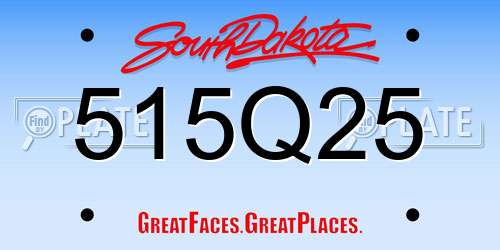 515Q25 South Dakota License Plate