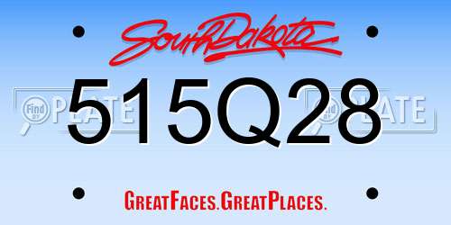515Q28 South Dakota License Plate