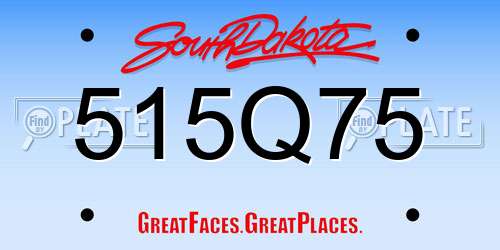 515Q75 South Dakota License Plate