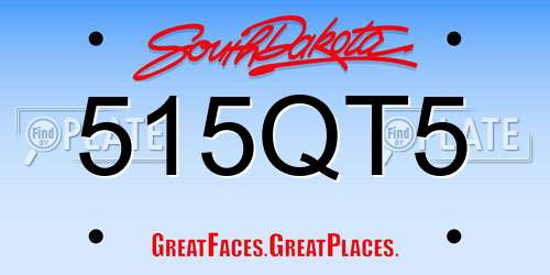 515QT5 South Dakota License Plate