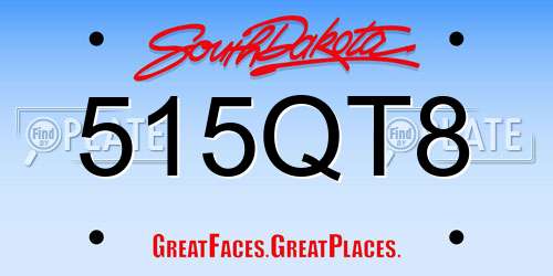 515QT8 South Dakota License Plate