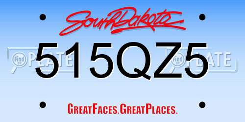 515QZ5 South Dakota License Plate
