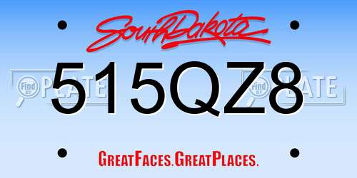 515QZ8 South Dakota License Plate