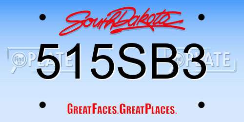 515SB3 South Dakota License Plate