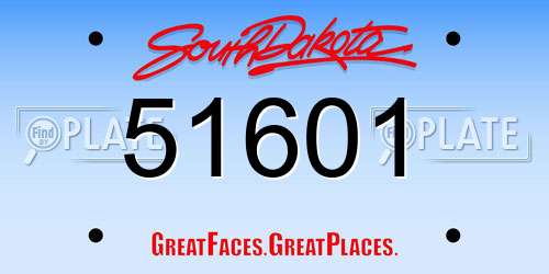 51601 South Dakota License Plate