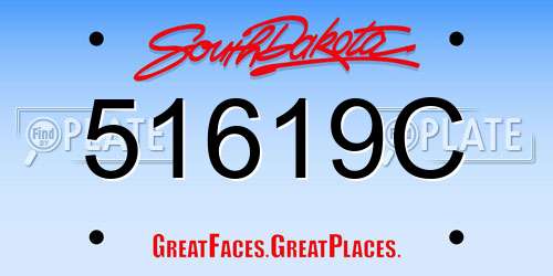 51619C South Dakota License Plate
