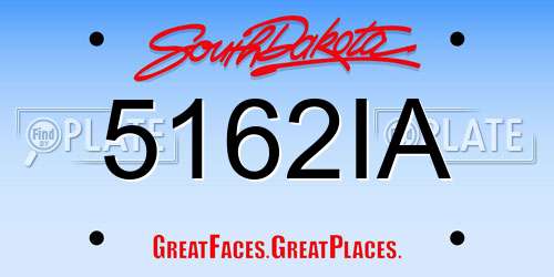 5162IA South Dakota License Plate