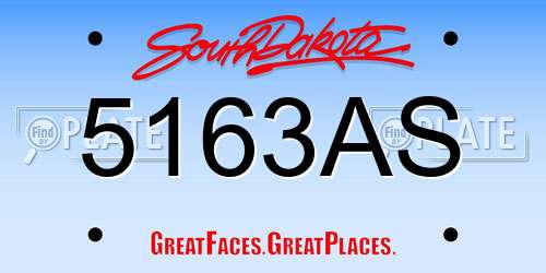 5163AS South Dakota License Plate