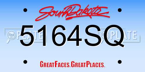5164SQ South Dakota License Plate