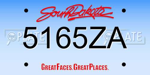 5165ZA South Dakota License Plate