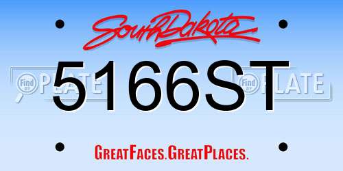 5166ST South Dakota License Plate