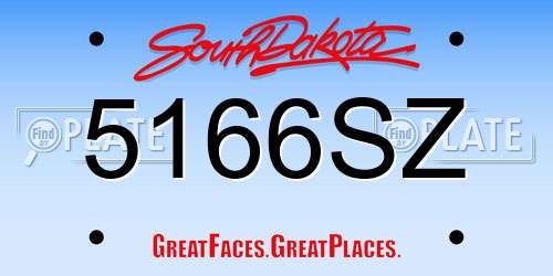 5166SZ South Dakota License Plate