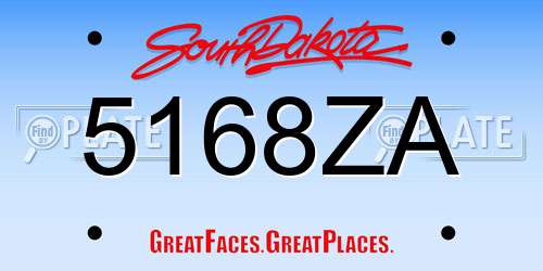 5168ZA South Dakota License Plate