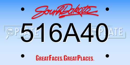516A40 South Dakota License Plate