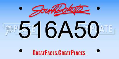 516A50 South Dakota License Plate