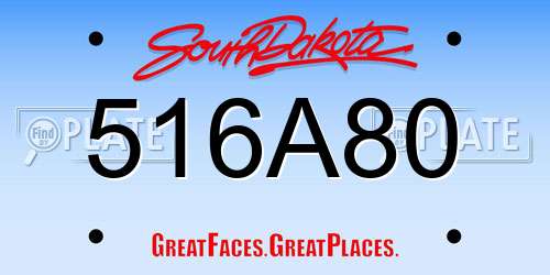 516A80 South Dakota License Plate