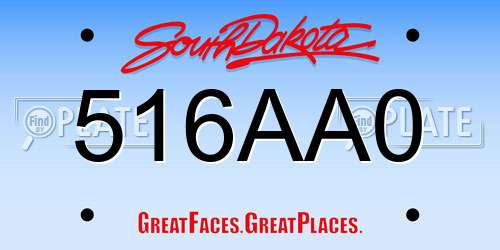 516AA0 South Dakota License Plate