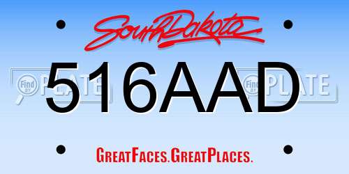 516AAD South Dakota License Plate