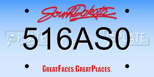 516AS0 South Dakota License Plate