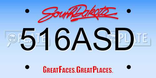 516ASD South Dakota License Plate