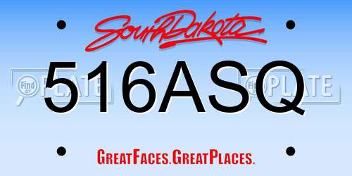 516ASQ South Dakota License Plate