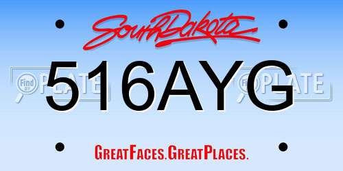 516AYG South Dakota License Plate