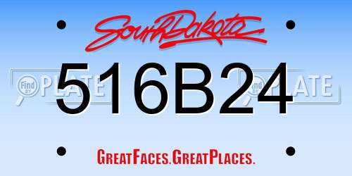 516B24 South Dakota License Plate