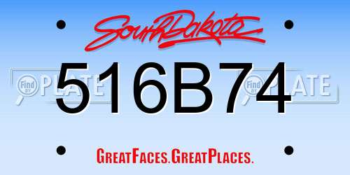 516B74 South Dakota License Plate