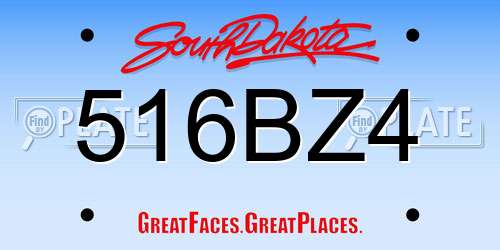 516BZ4 South Dakota License Plate