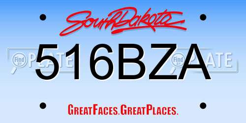 516BZA South Dakota License Plate