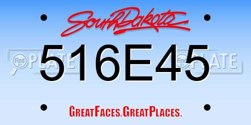 516E45 South Dakota License Plate
