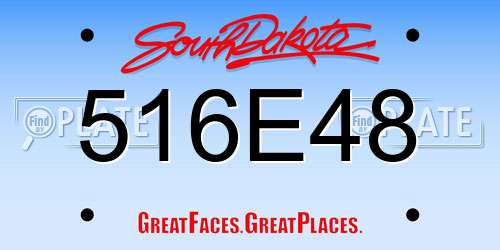 516E48 South Dakota License Plate