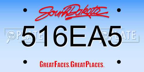 516EA5 South Dakota License Plate