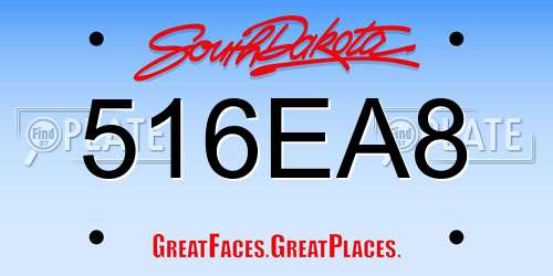 516EA8 South Dakota License Plate