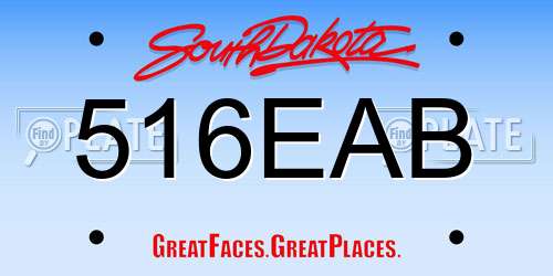 516EAB South Dakota License Plate