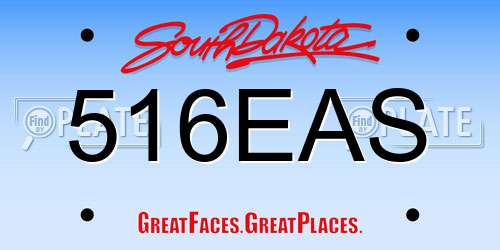 516EAS South Dakota License Plate