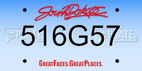 516G57 South Dakota License Plate