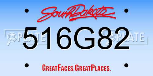 516G82 South Dakota License Plate