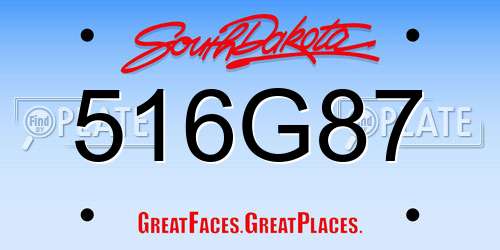 516G87 South Dakota License Plate