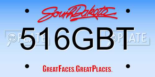 516GBT South Dakota License Plate