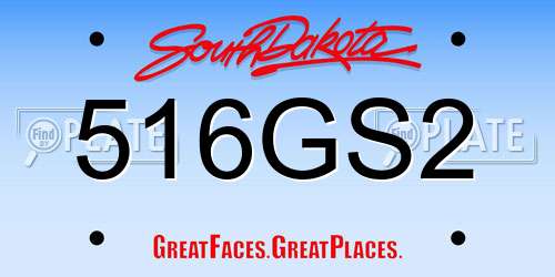 516GS2 South Dakota License Plate