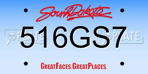 516GS7 South Dakota License Plate