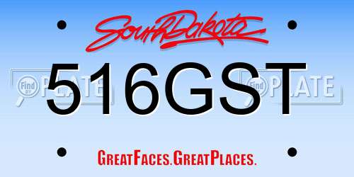 516GST South Dakota License Plate