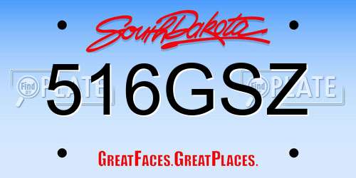 516GSZ South Dakota License Plate