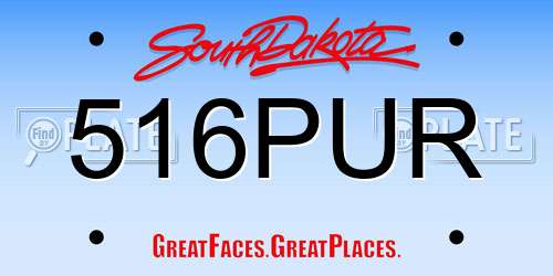 516PUR South Dakota License Plate