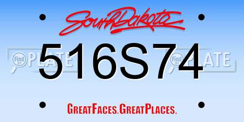 516S74 South Dakota License Plate