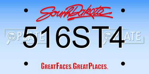 516ST4 South Dakota License Plate
